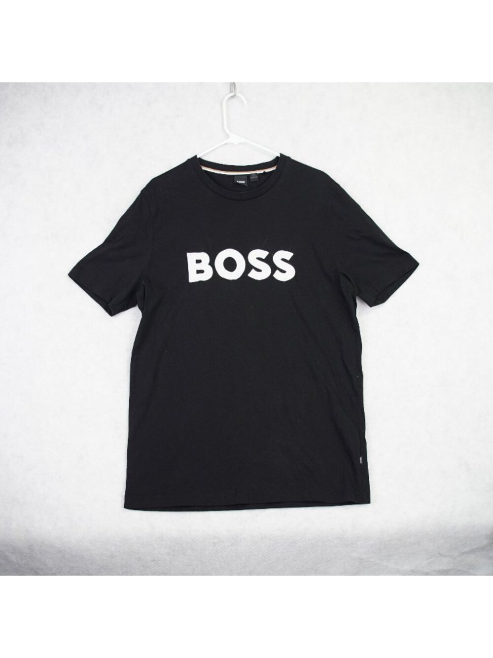Hugo Boss Mens Embroidered Logo Spellout Short Sleeve T Shirt Size XL Black